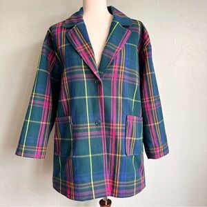 Thereabouts Girls Colorful Plaid Peacoat Jacket Preppy Spring Size 14.5/16.5 EUC